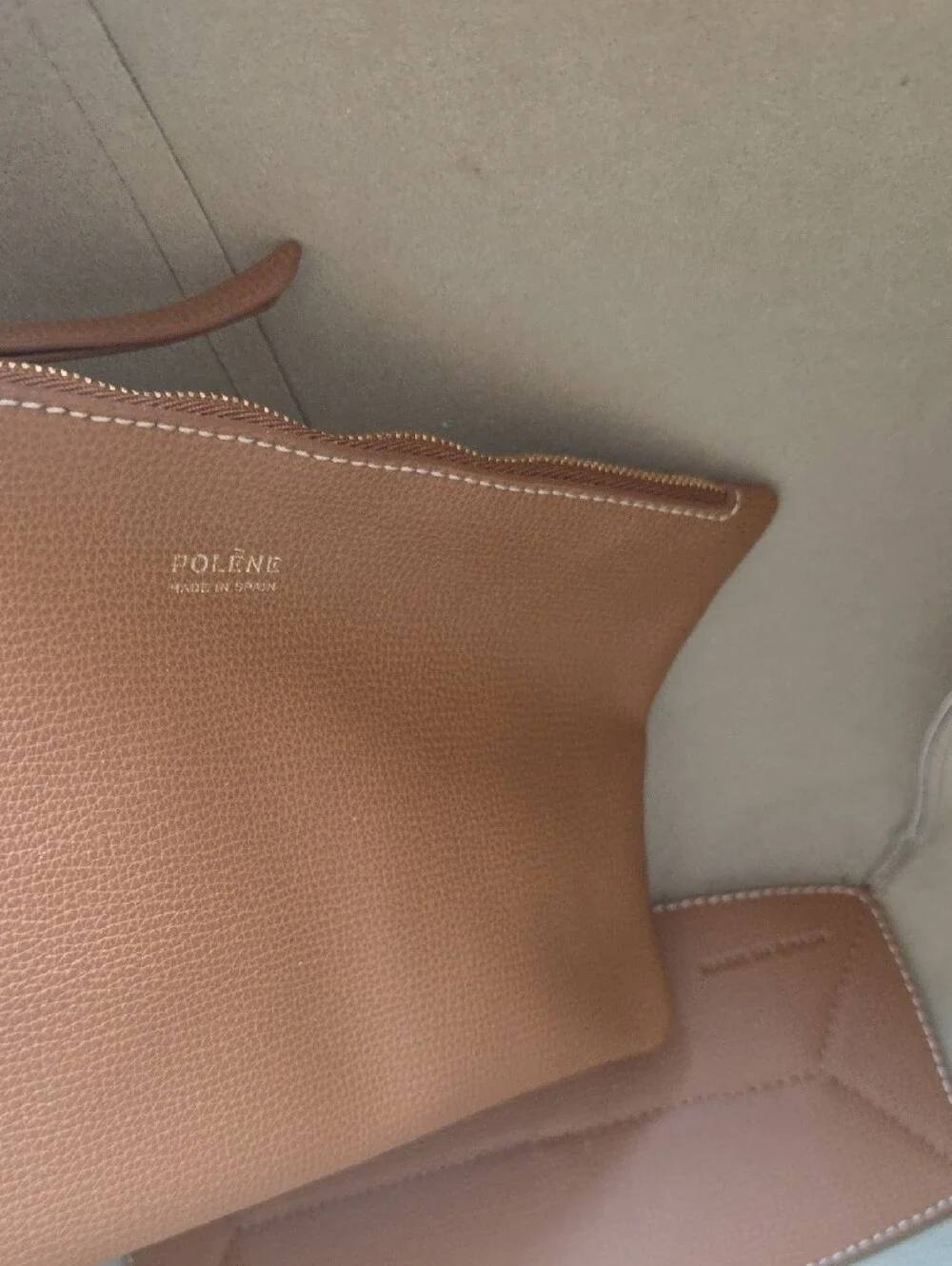 Polène Cyme Tote Bag Edition Textured Camel Leather